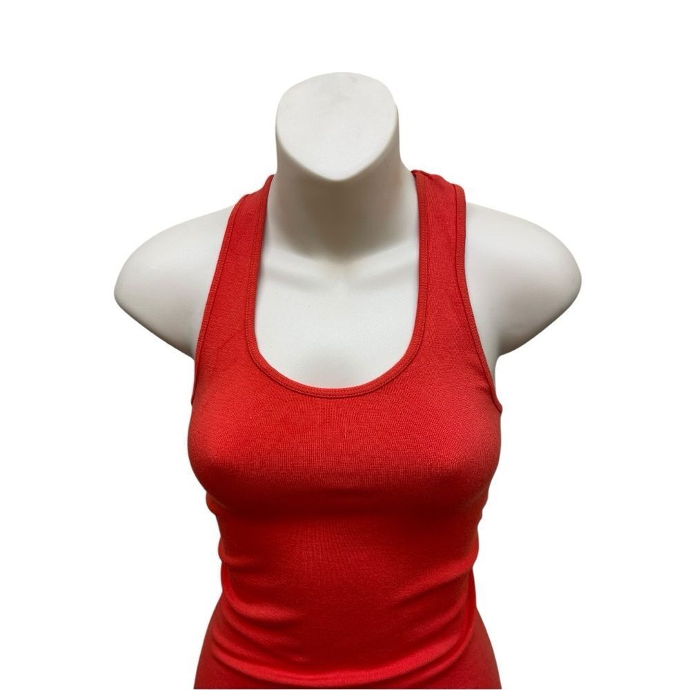NWT Red Ribbed Racerback Tank Top Fitted Stretch Basic Layering Top - Picture 2 of 6